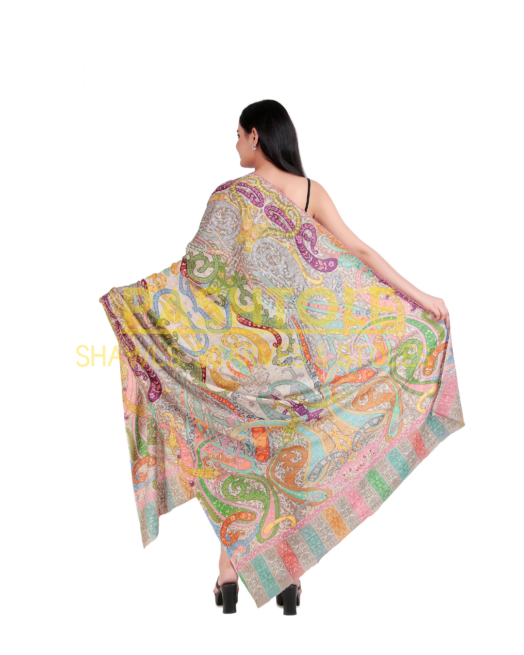 Marigold Drape Kalamkari XL Shawl