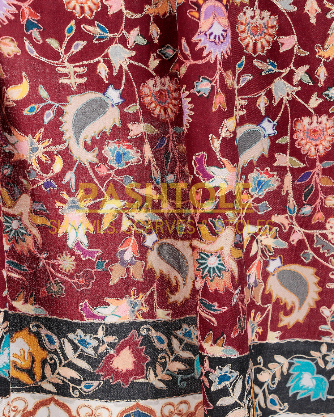 Vermillion Song Kalamkari Stole
