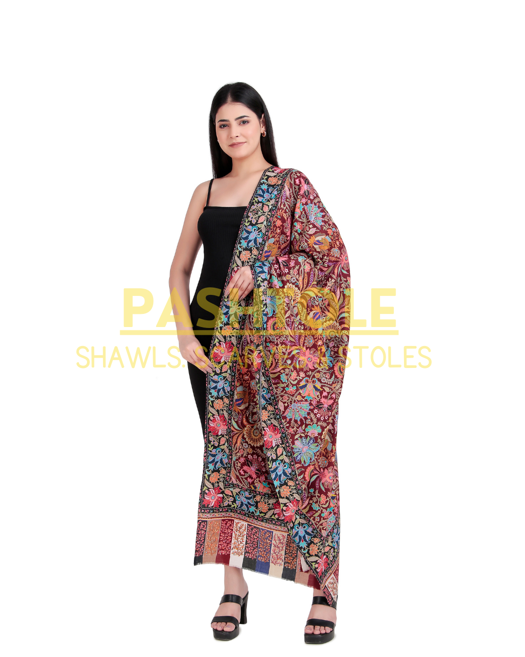Ruby Carnation Kalamkari Shawl