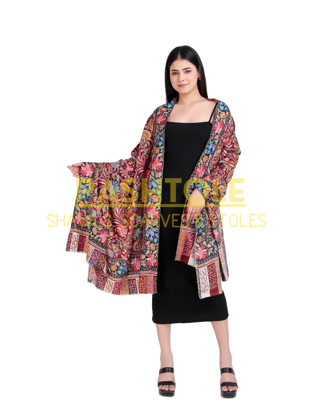 Ruby Carnation Kalamkari Shawl