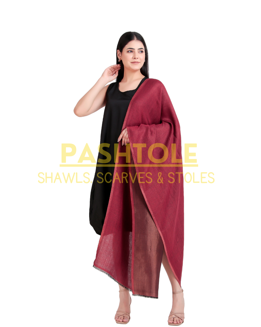 Maroon Zari Reversible Stole