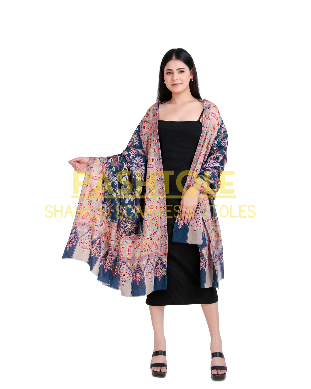 Sapphire Serenade Kalamkari Shawl