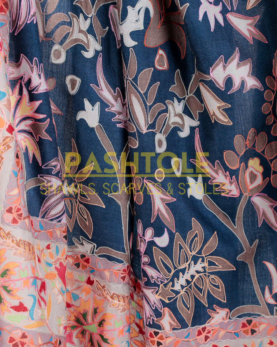Sapphire Serenade Kalamkari Shawl