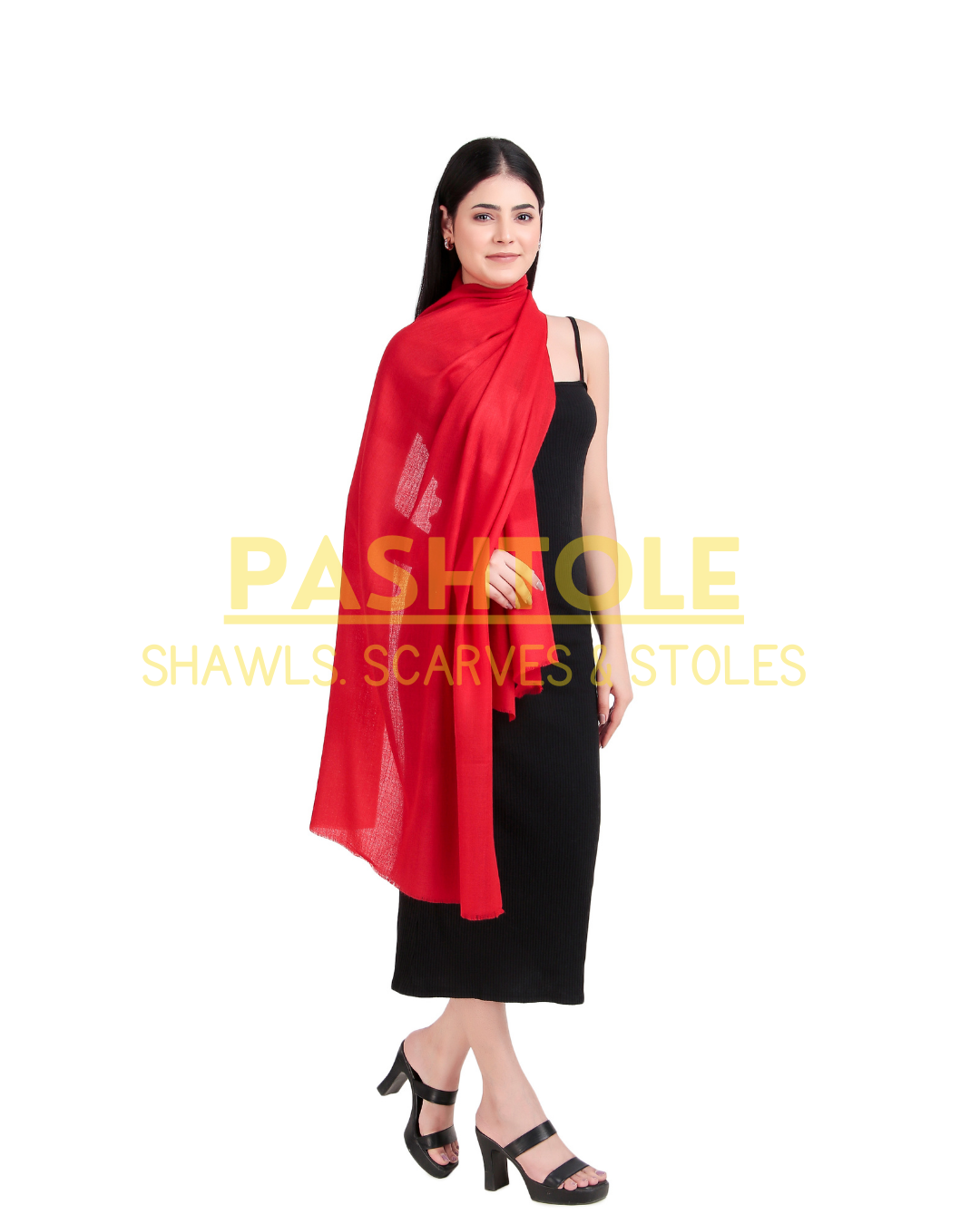 Red Fine Wool Stole