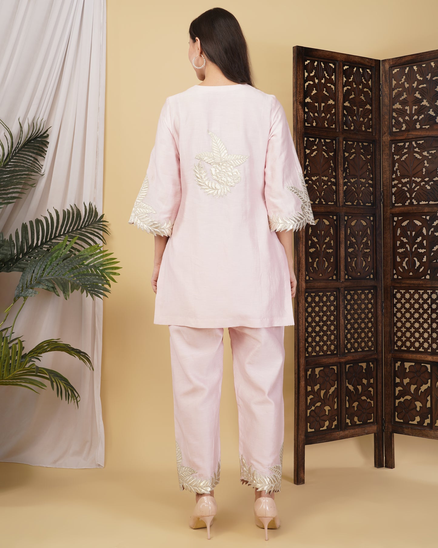 Pink Chanderi Silk Kurta Set