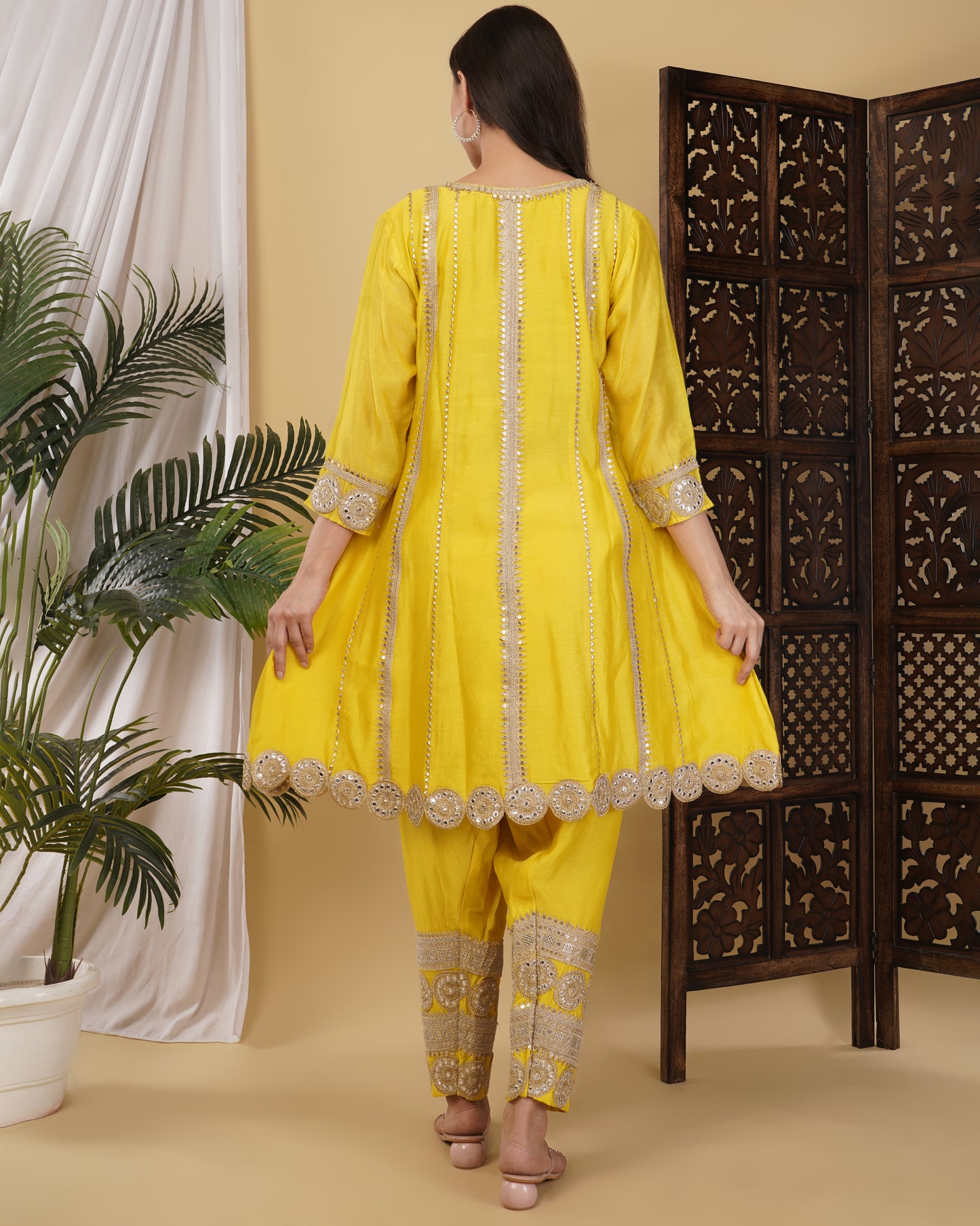 Yellow Chanderi Silk Kurta Set