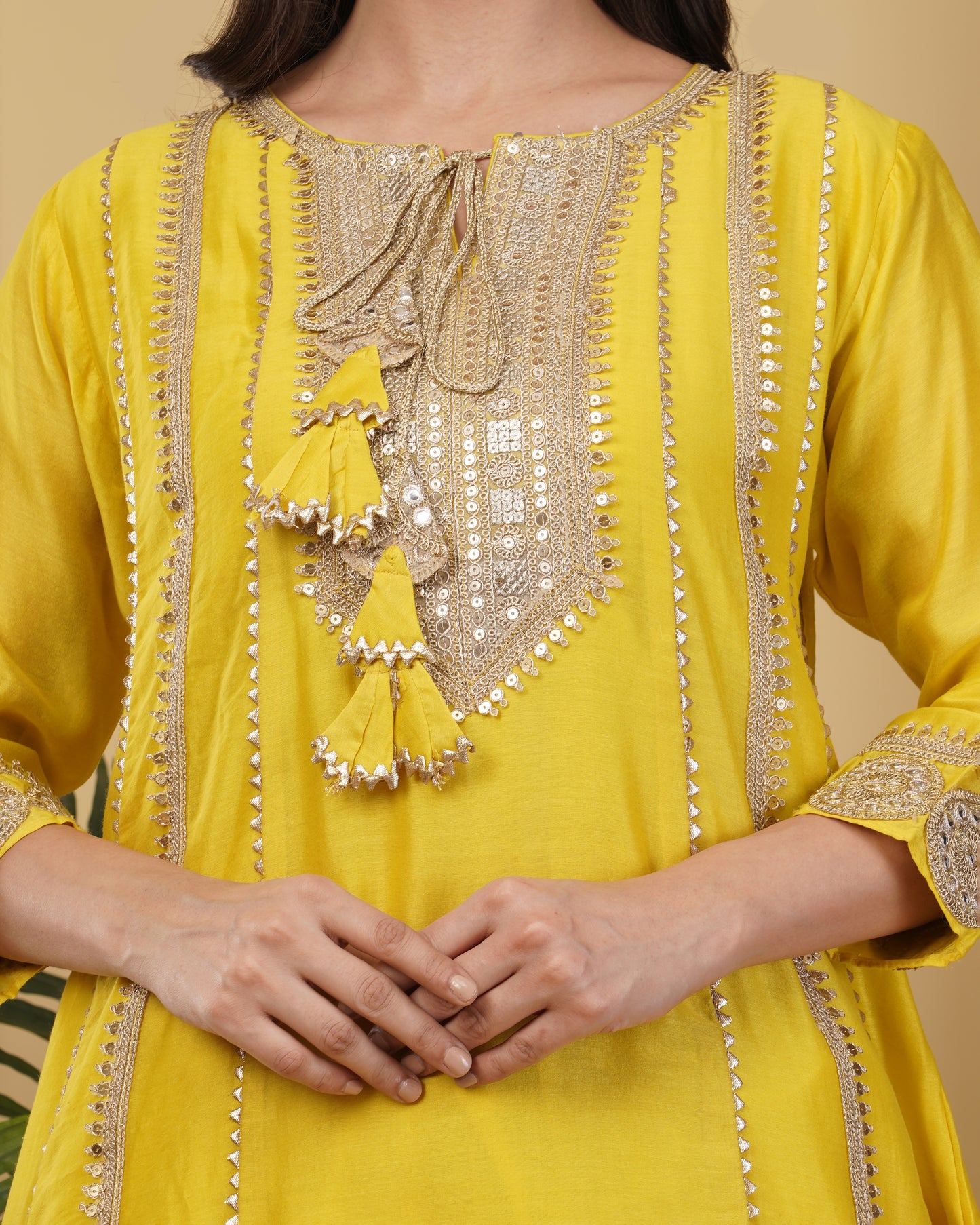 Yellow Chanderi Silk Kurta Set