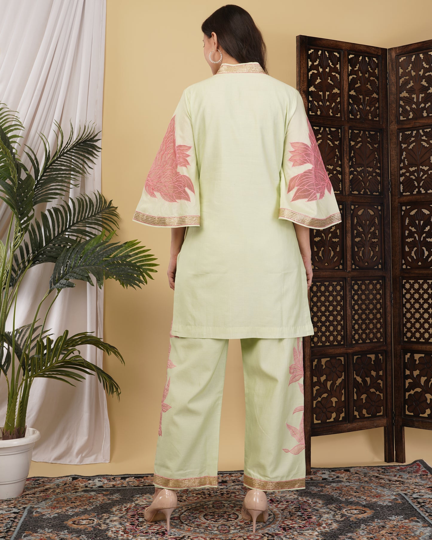 Light Pistachio Green Chanderi Silk Co-Ord set