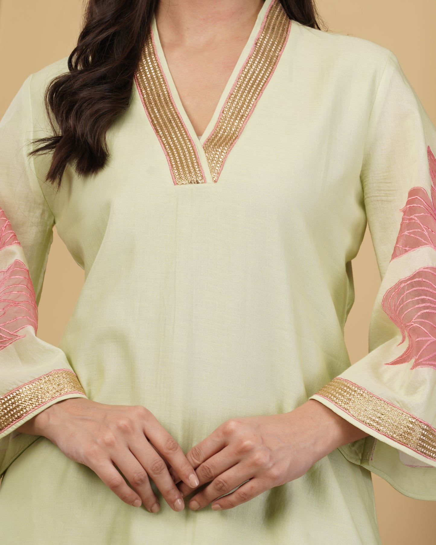 Light Pistachio Green Chanderi Silk Co-Ord set