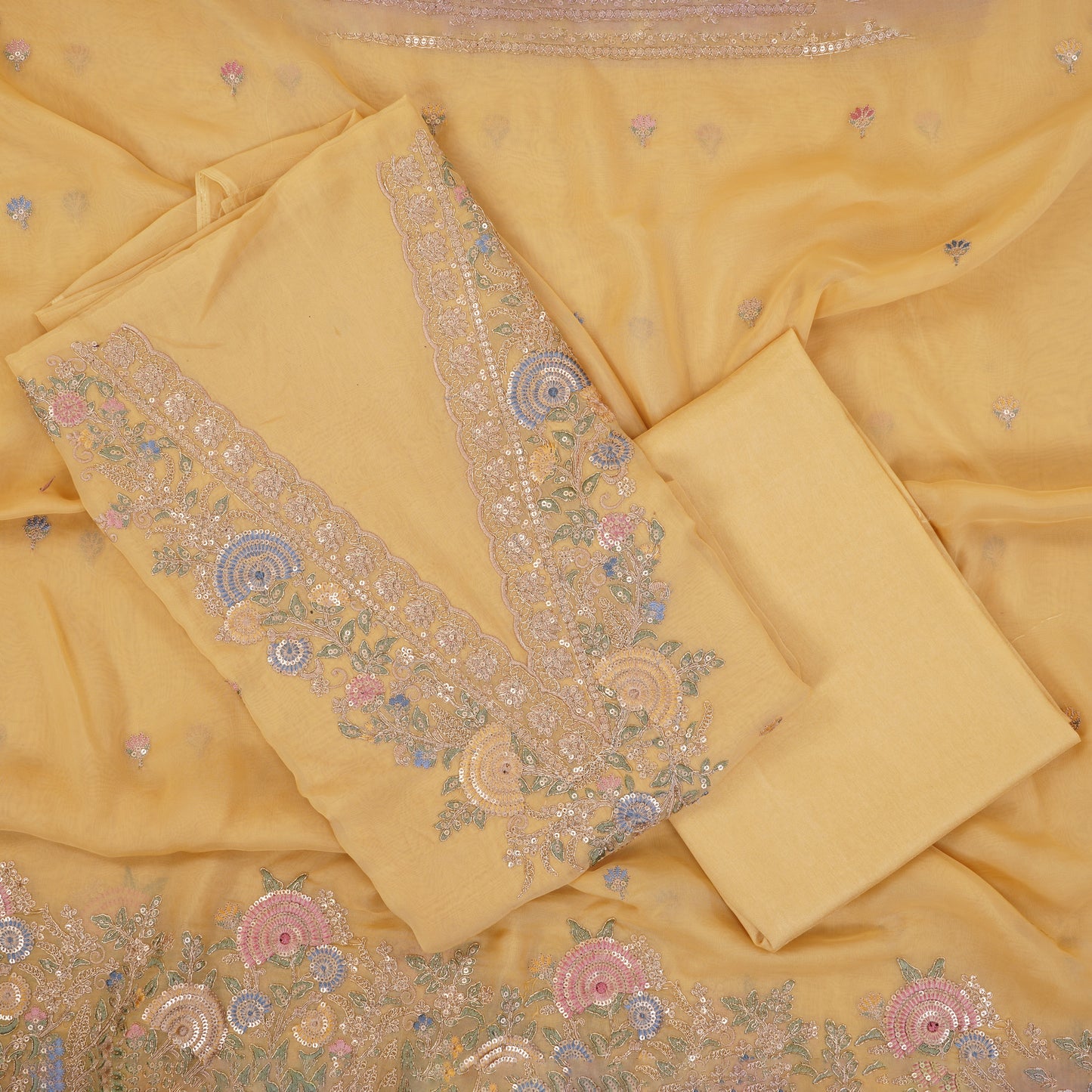 Celestial Bloom Organza Suit Set