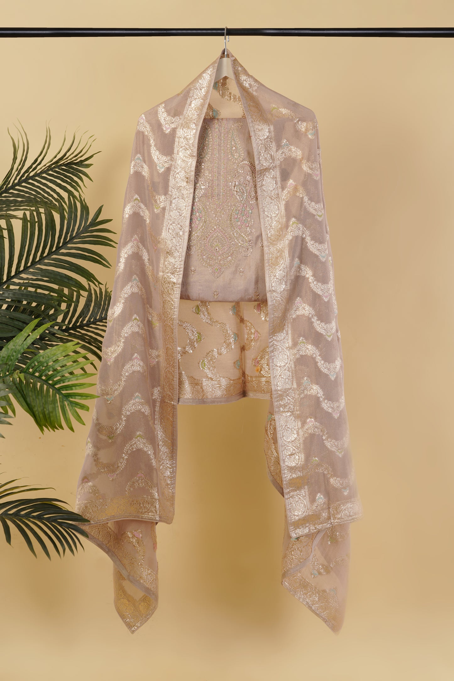 Ethereal Glow Dola Silk Suit Set