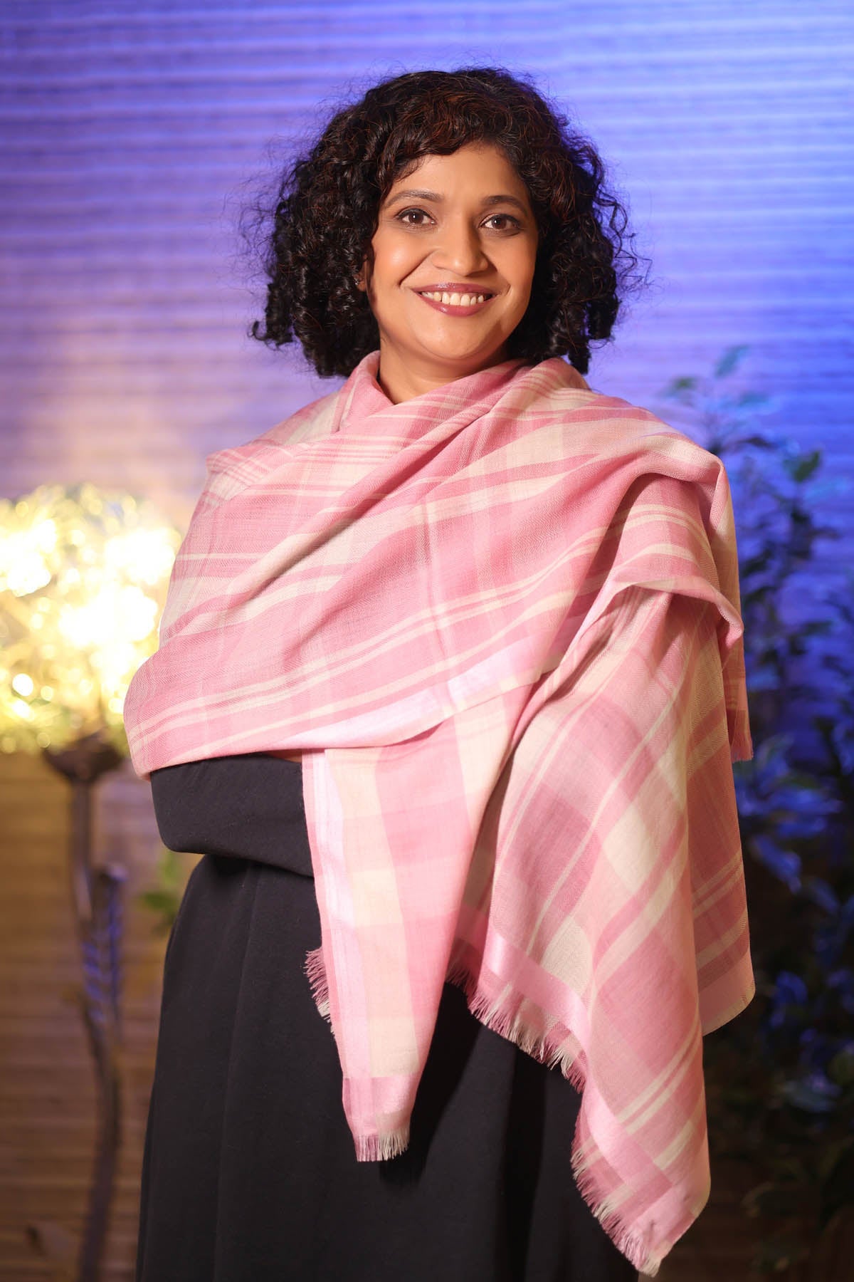 Pink checks Shawl