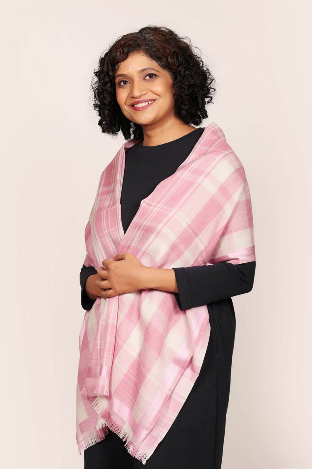 Pink checks Shawl