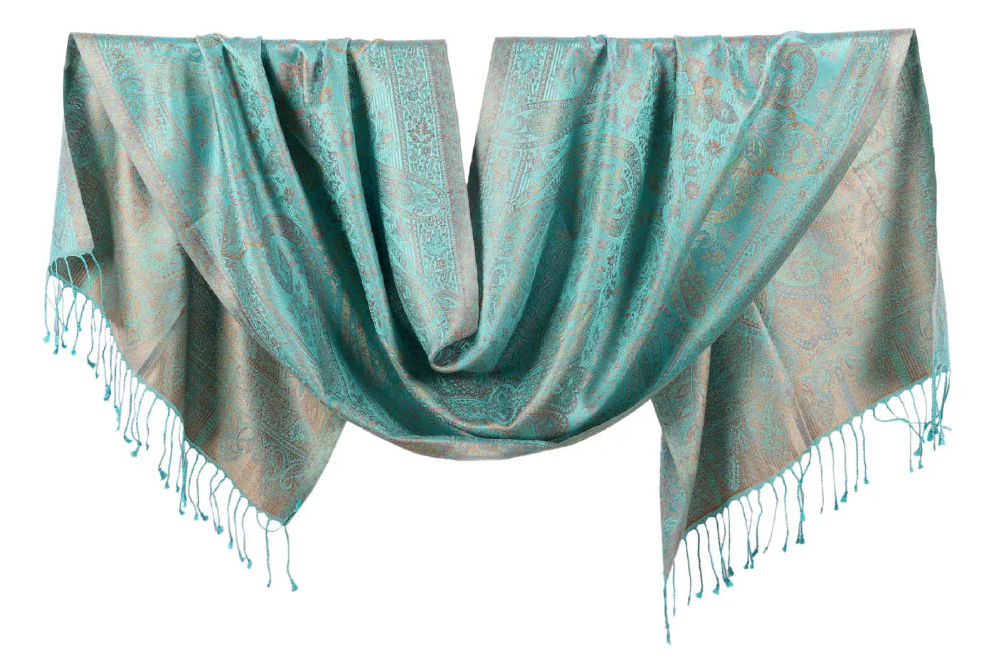 Fine Wool Stole, Printed- Sky Blue Patterned