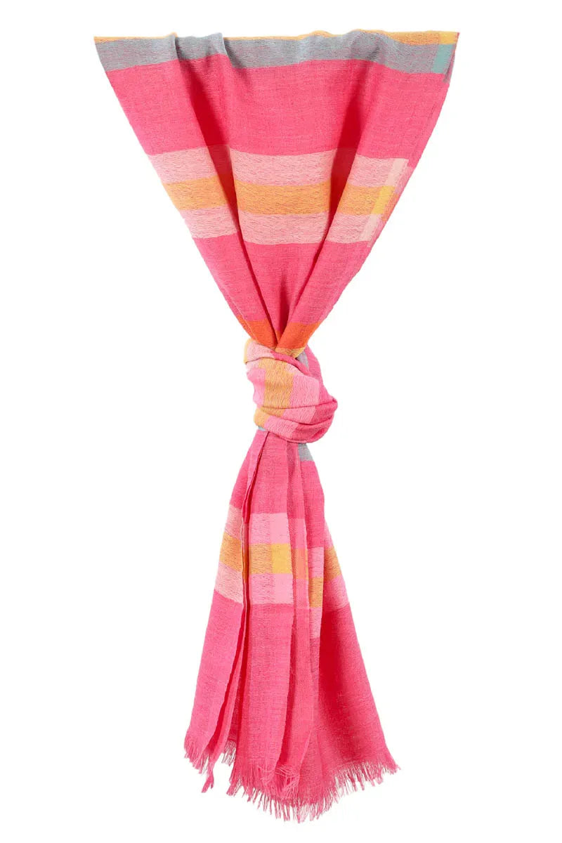Fine Wool Stole, Printed- Pink Patterned