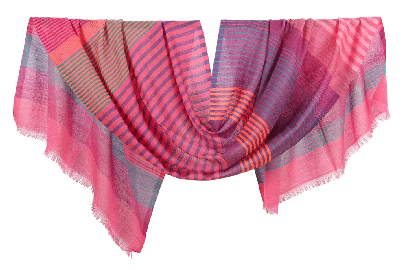 Fine Wool Stole, Printed- Rainbow Patterned