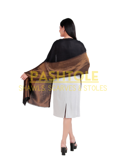 Black & Golden Zari Reversible Stole