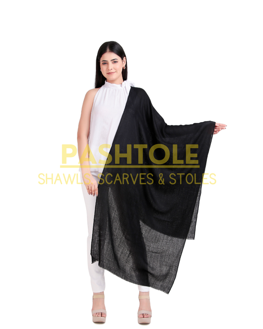 Black Fine Wool Stole