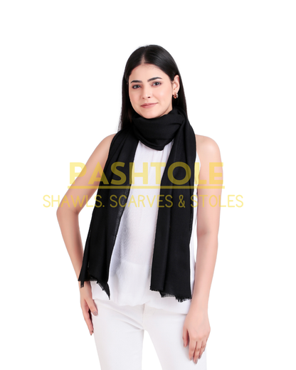 Black Fine Wool Stole