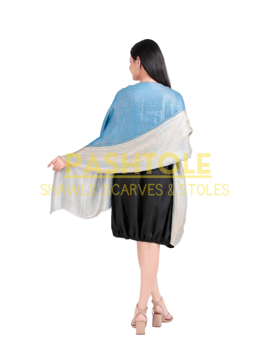 Sky Blue Zari Reversible Stole