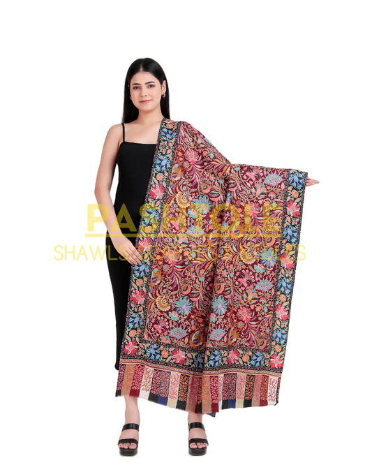 Ruby Carnation Kalamkari Shawl