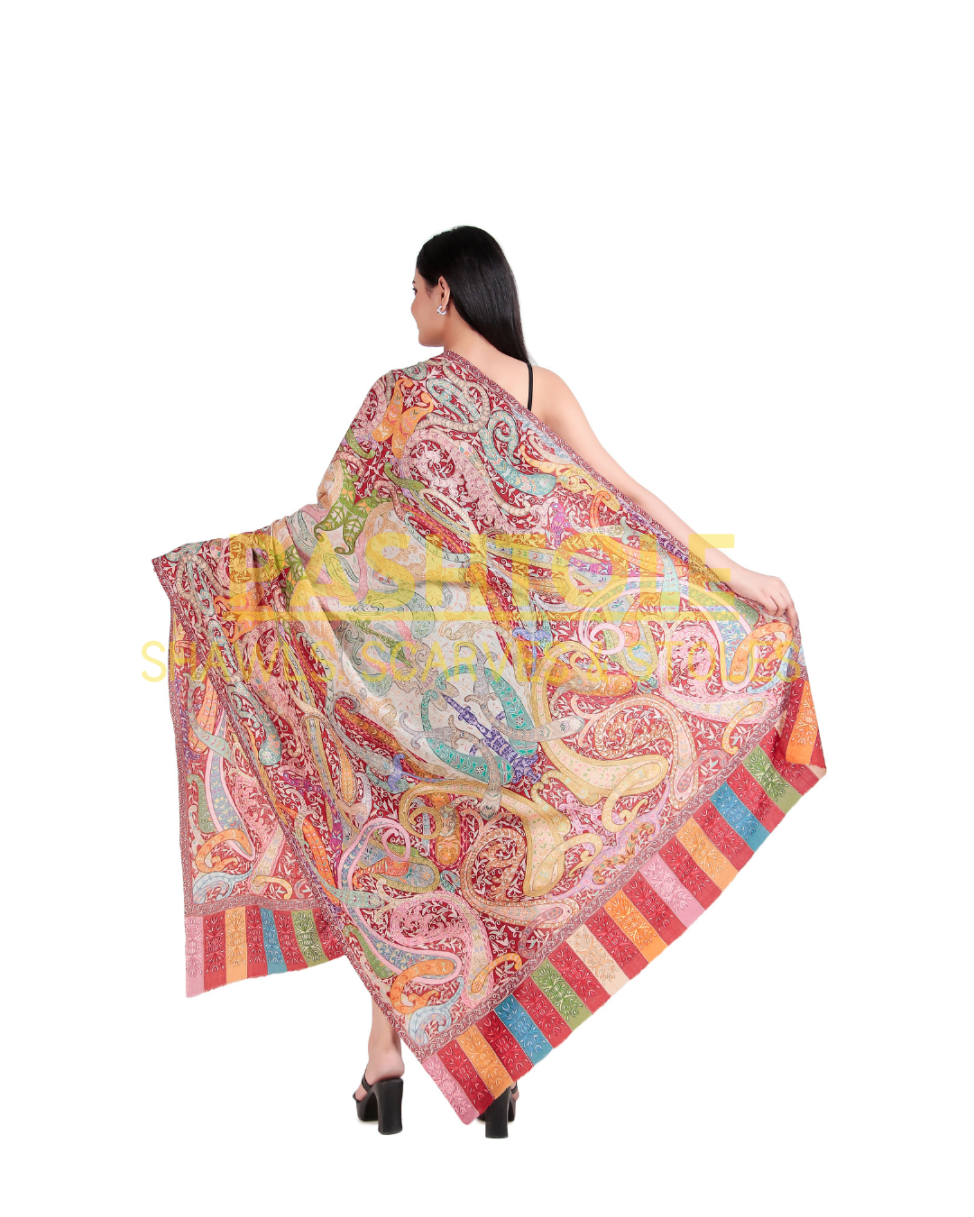 Majestic Flame Kalamkari XL Shawl