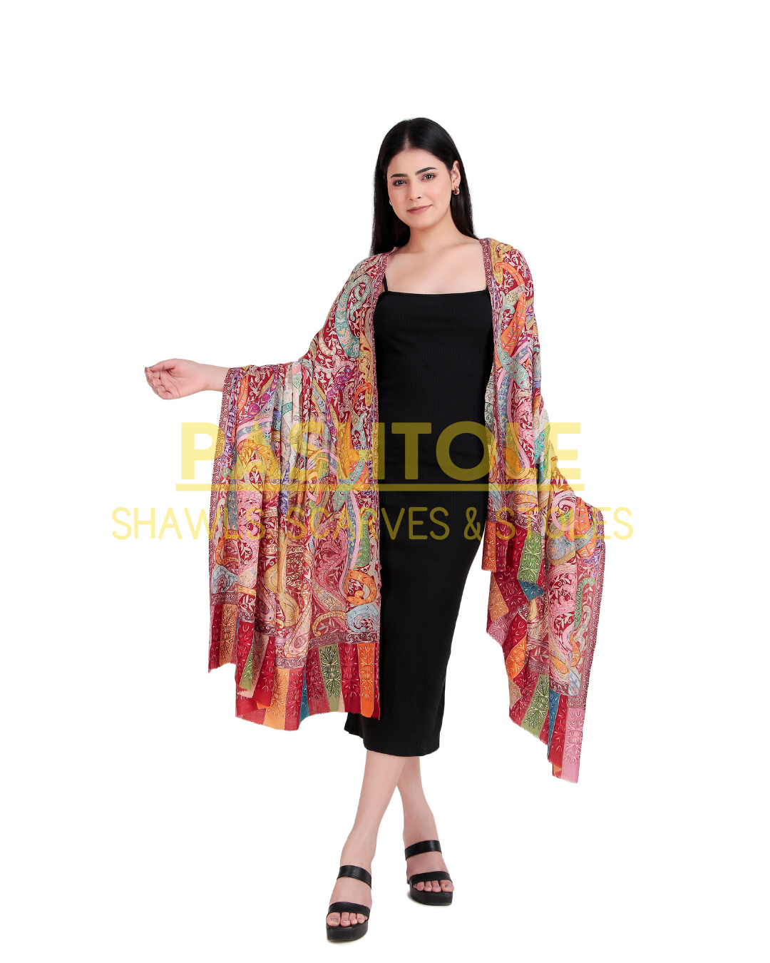 Majestic Flame Kalamkari XL Shawl