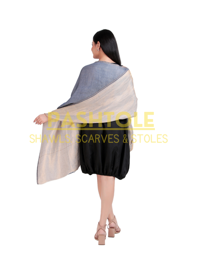 Ash Blue Zari Reversible Stole