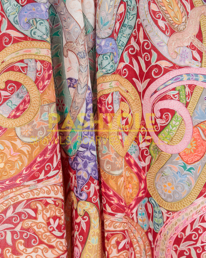 Majestic Flame Kalamkari XL Shawl