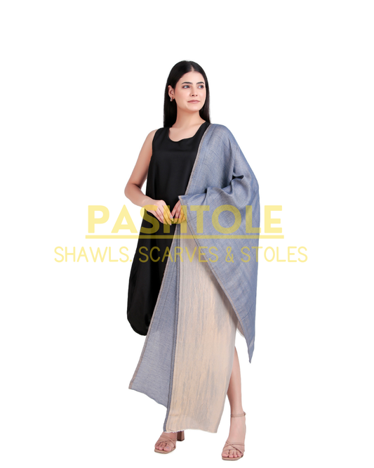 Ash Blue Zari Reversible Stole