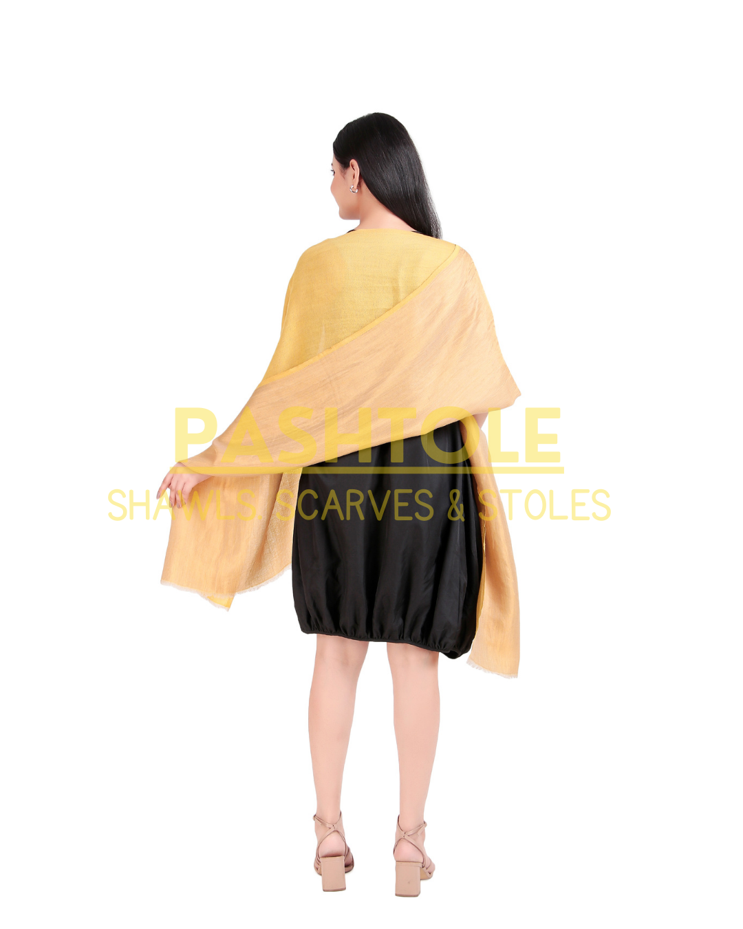 Golden Yellow Zari Reversible Stole