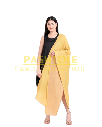 Golden Yellow Zari Reversible Stole