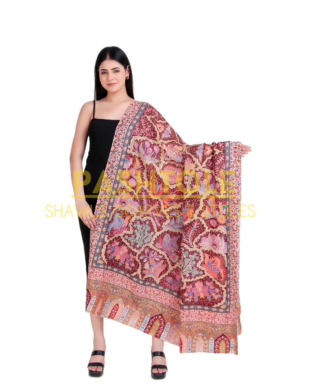 Dahlia Tapestry Kalamkari Shawl