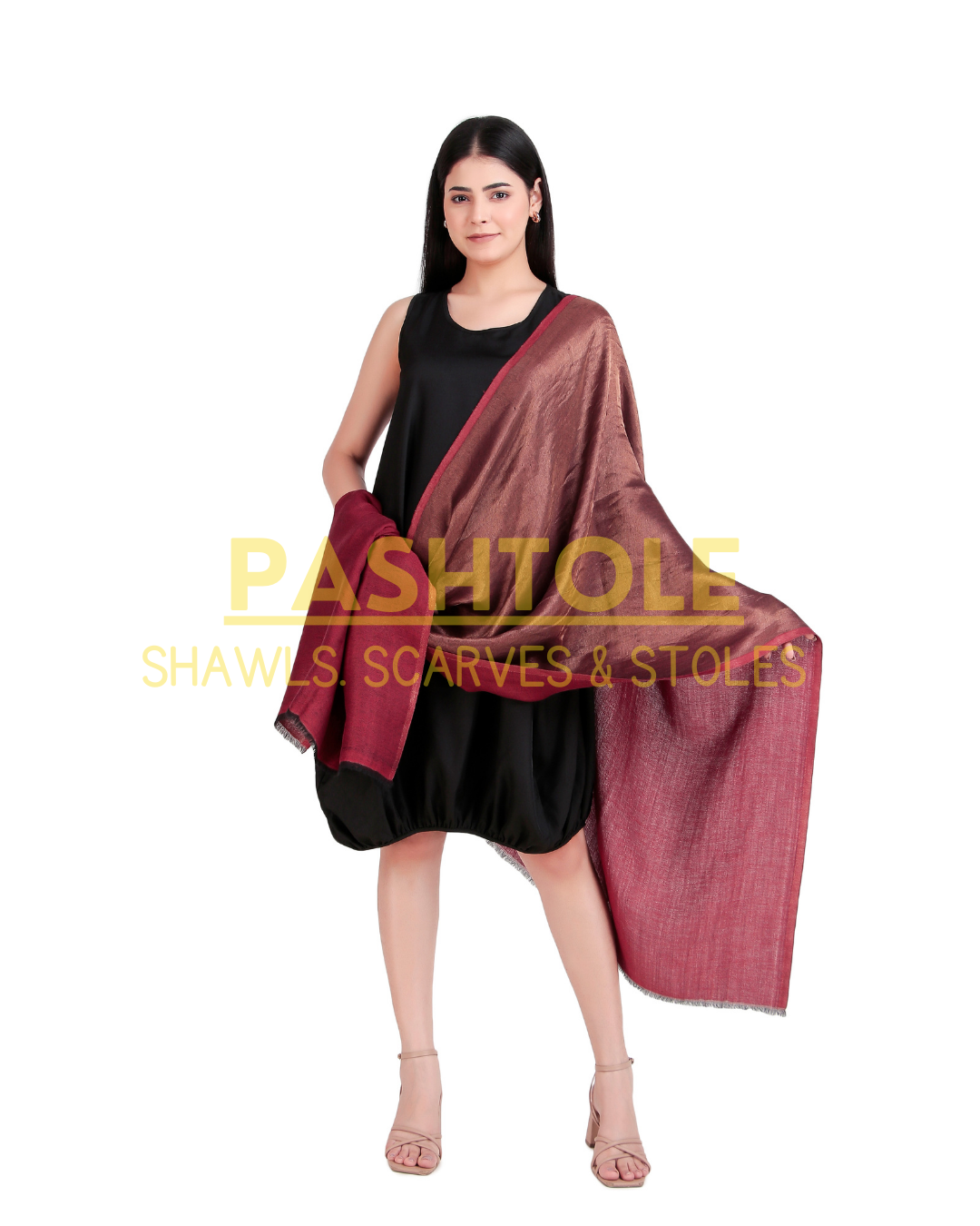 Maroon Zari Reversible Stole