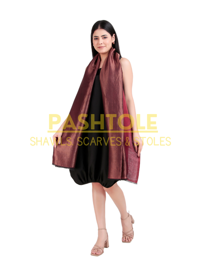 Maroon Zari Reversible Stole