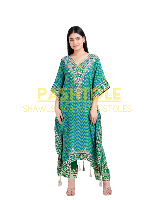 Emerald Elegance Kaftan Set