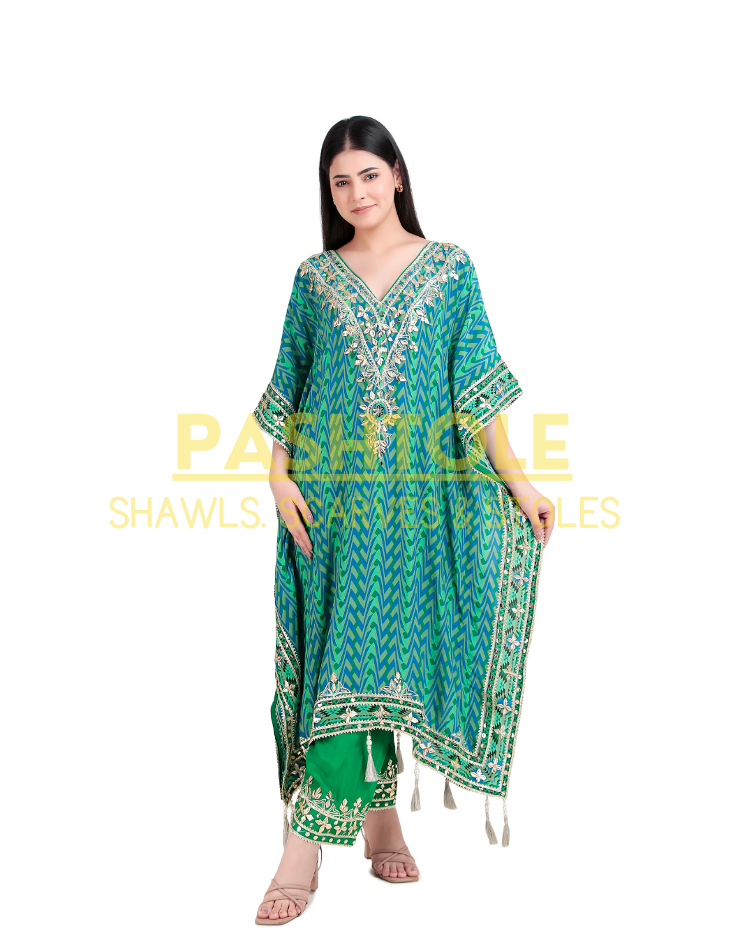 Emerald Elegance Kaftan Set