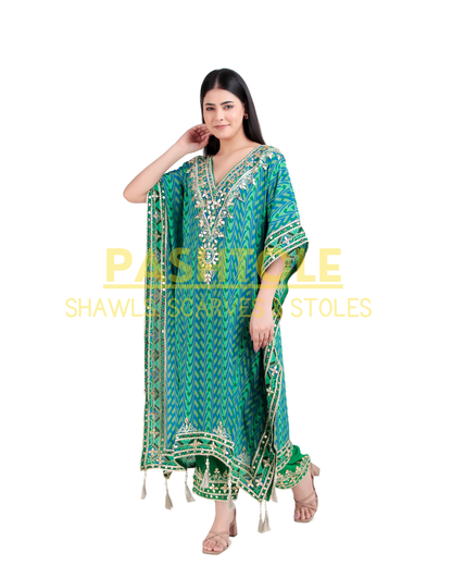 Emerald Elegance Kaftan Set