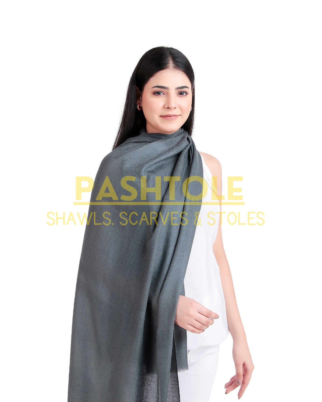 Dark Grey Fine Wool Stole