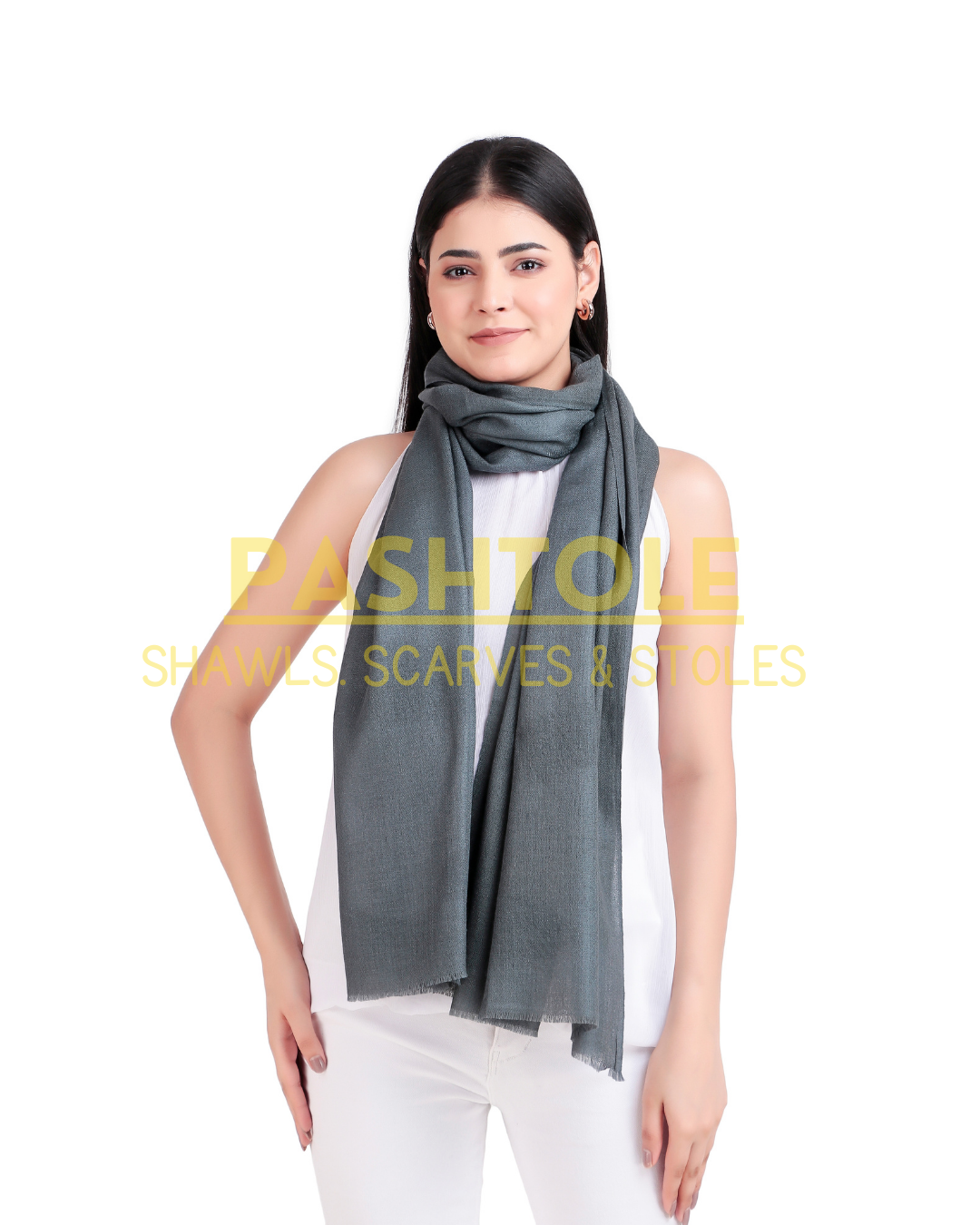 Dark Grey Fine Wool Stole