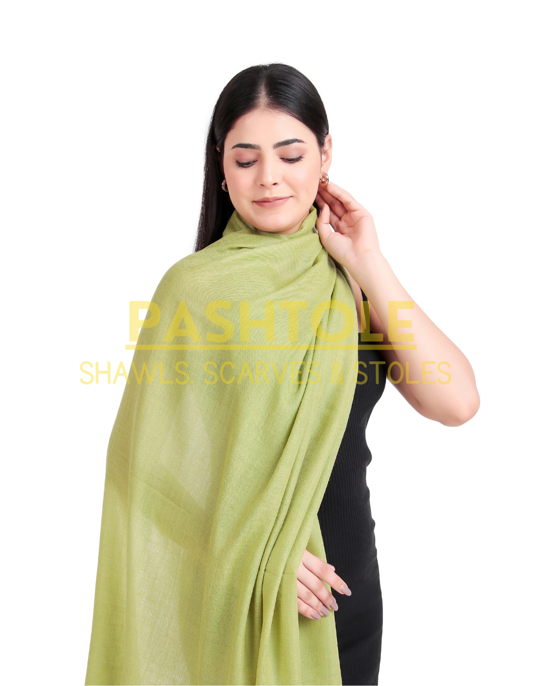 Pistachio Green Fine Wool Stole