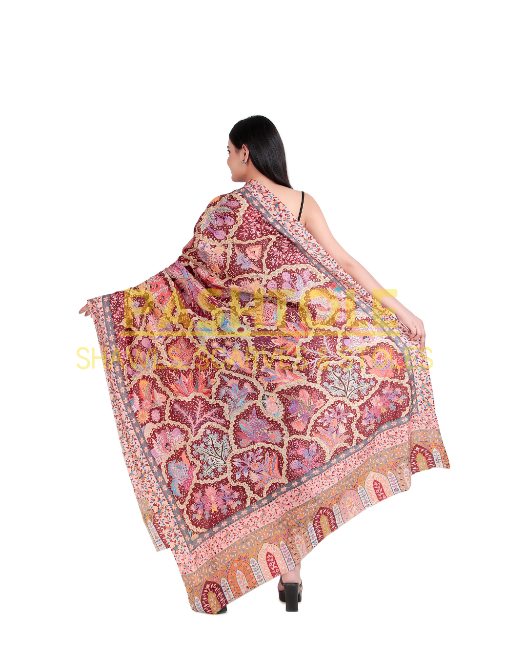 Dahlia Tapestry Kalamkari Shawl