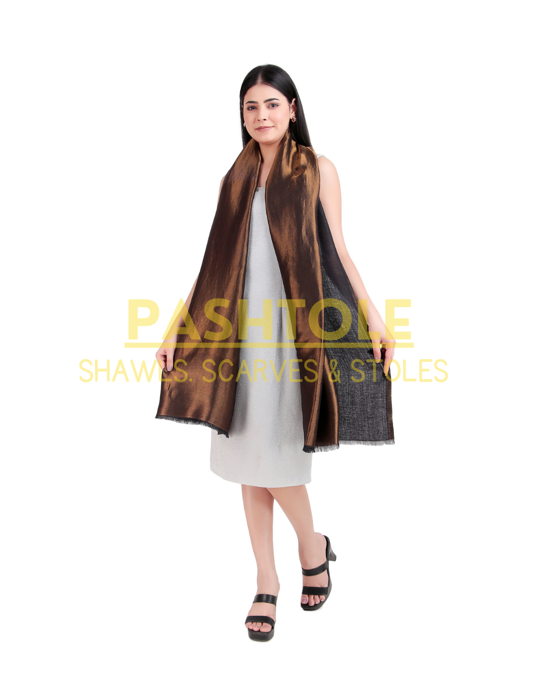 Black & Golden Zari Reversible Stole