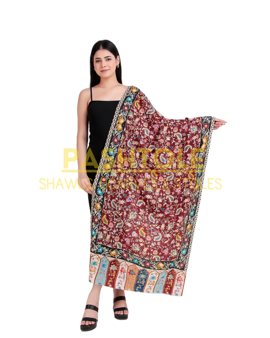 Vermillion Song Kalamkari Stole