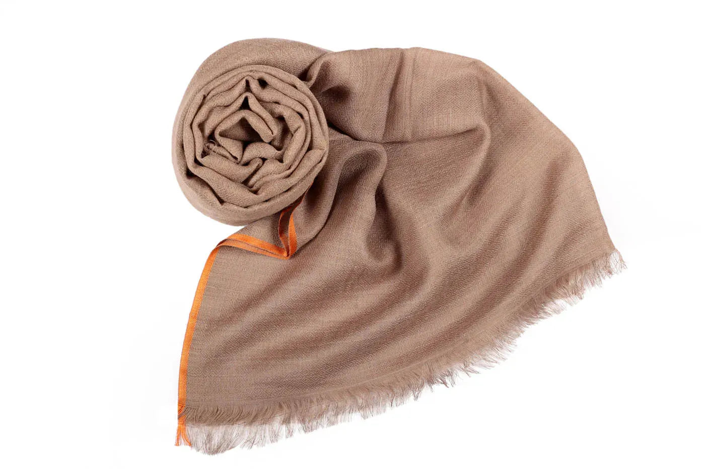 Fine Wool Stole, Plain Design-Light Brown