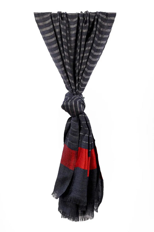 Fine Wool Stole, Printed- Black