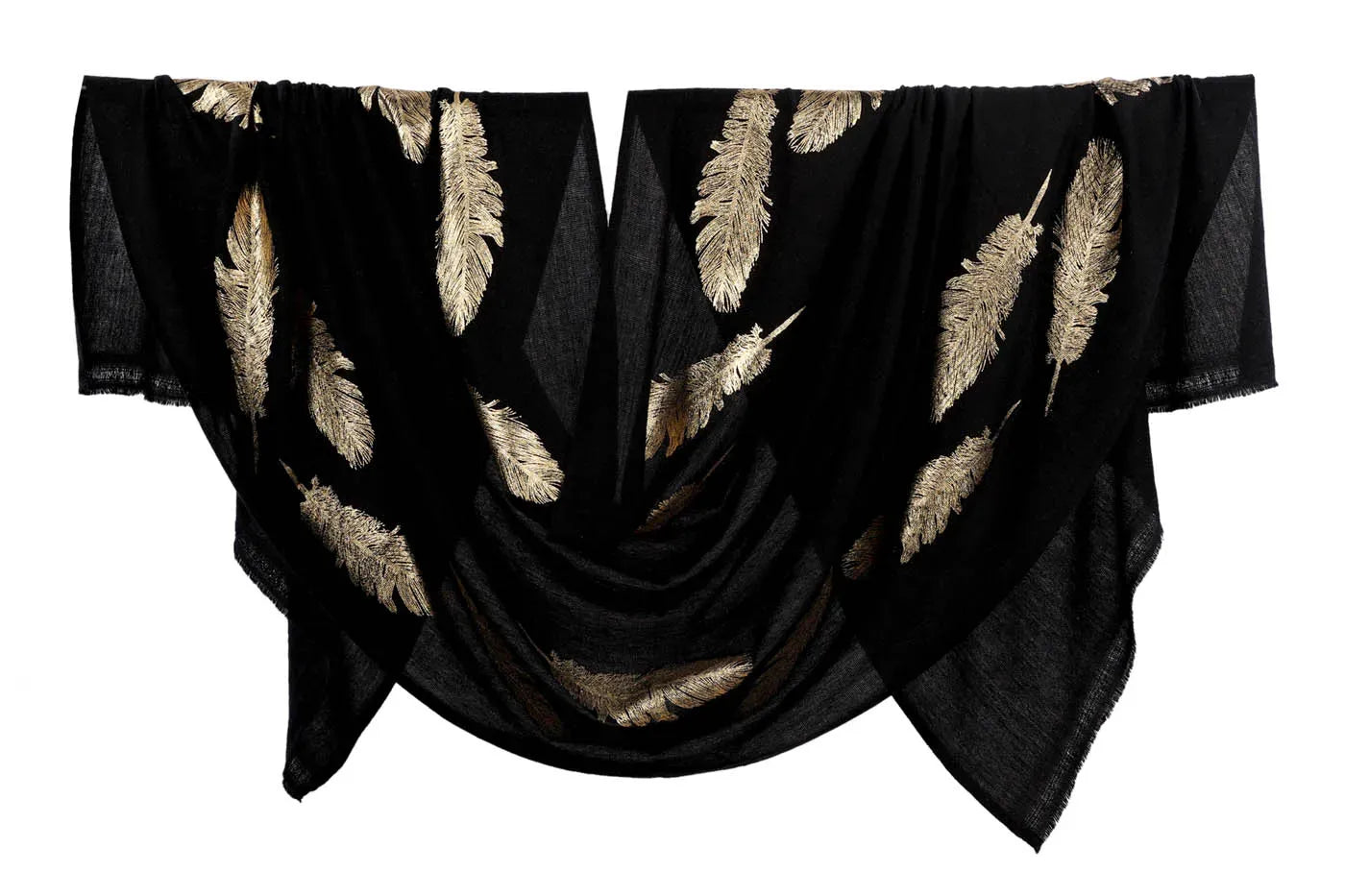 Fine Wool Stole, Printed- Golden Leaf