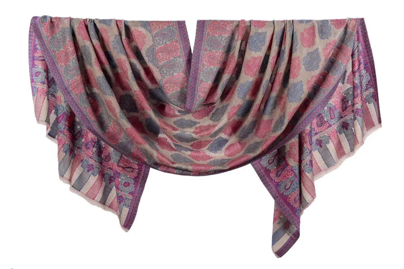 Fine Wool Stole, Printed- Dark Purple