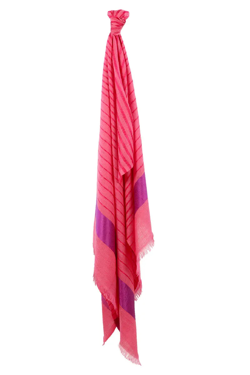 Fine Wool Stole, Printed-  Reddish Patterned